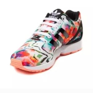 Adidas ZX Flex Torsion Colorful Patterned Sneakers with Black Stripes, Size 8